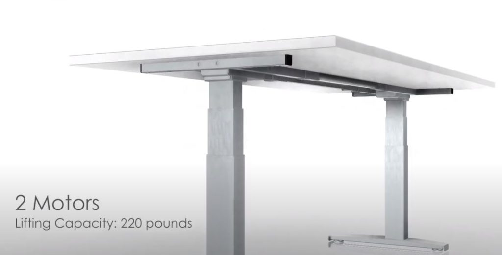 Two motors make the commercial grade height adjustable desk strong 