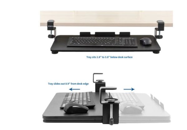 Clamp mounted keyboard tray is easy to put on