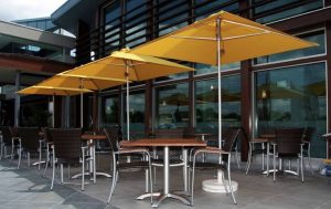 Pulley lift Umbrellas in San Diego commercial grade.