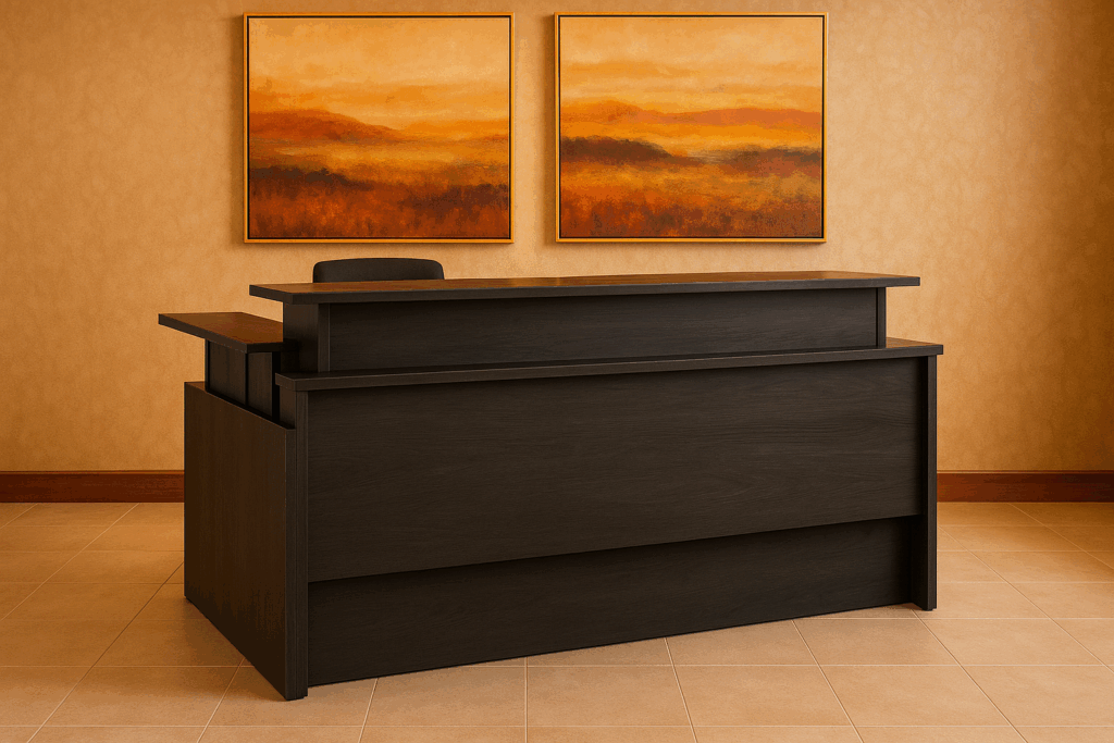 Height adjustable receptionist desk