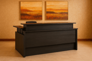 Height adjustable receptionist desk