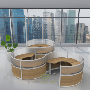 Sit and stand modular cubicles with cloudy acryl