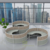 Sit and stand modular cubicles with calm colors