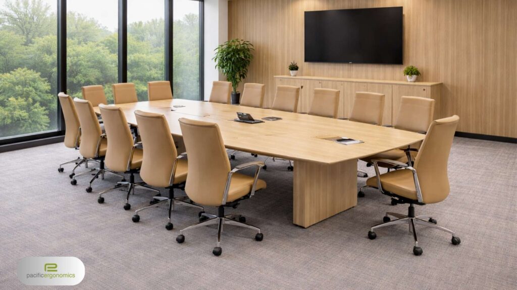 Boat shaped con conference table 