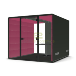 Add luxurious color of fuchsia and black to your acoustic room.
