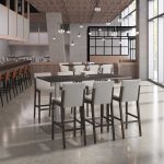 Dark veneer frame stools