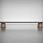 Conference table base allowing for leg room