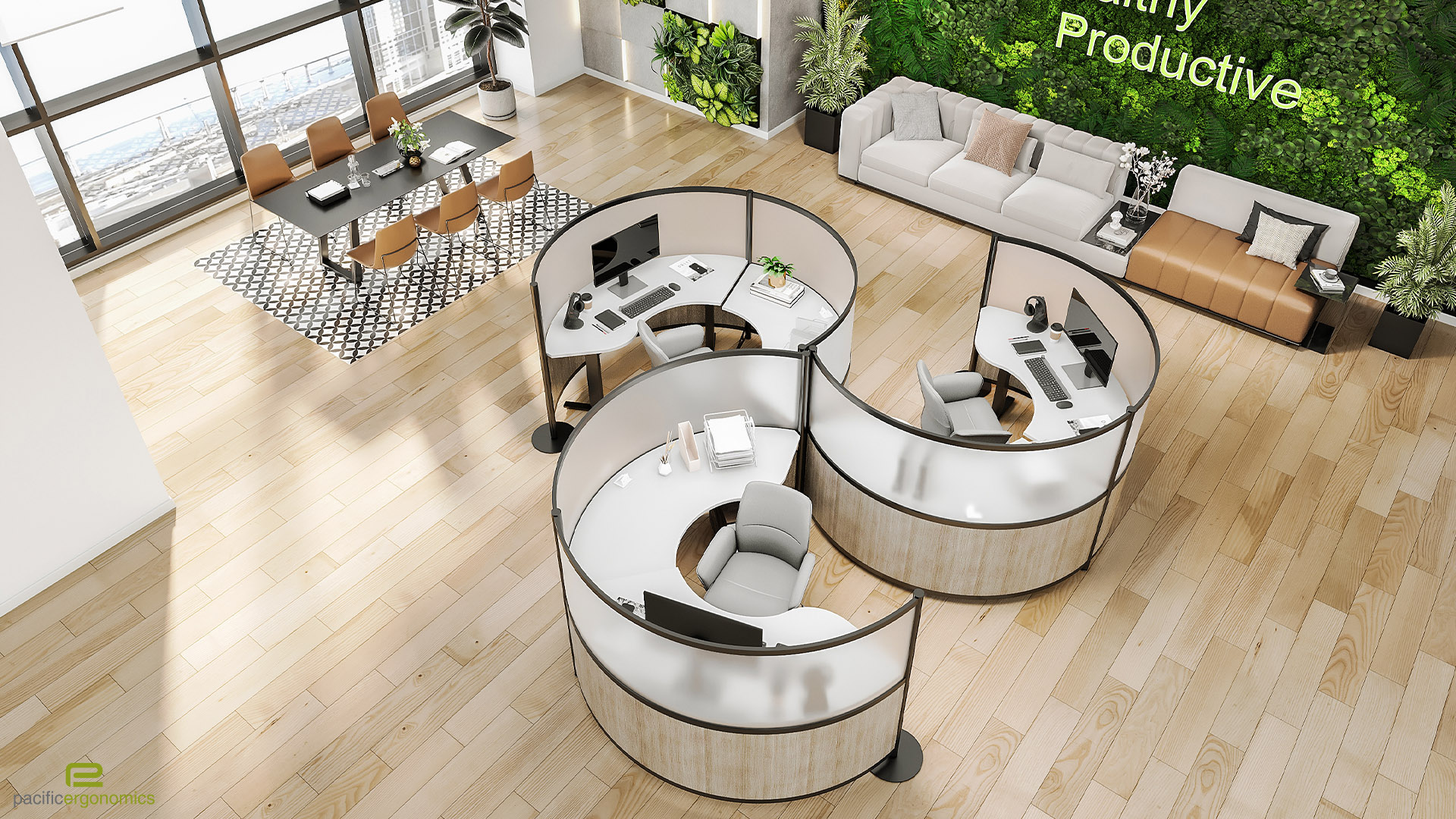 Modern Office Cubicles with Adjustable Desk