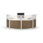 small curved reception desk