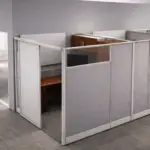 Private office cubicles with sliding doors