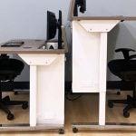 Sit Stand training desk with recessed monitor