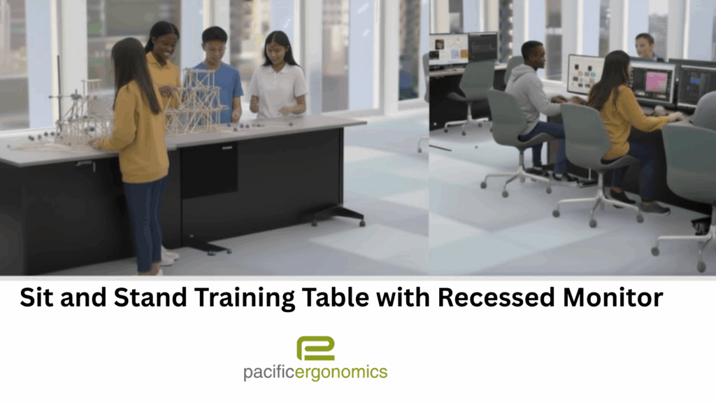 Sit Stand Training Table with Recessed Monitor