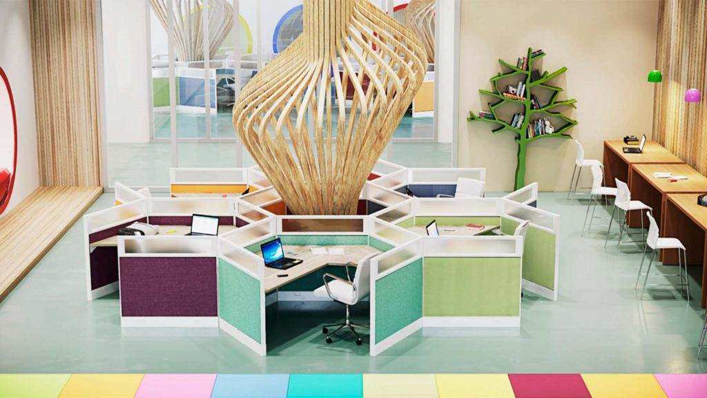 Modern Cubicle Design with Color