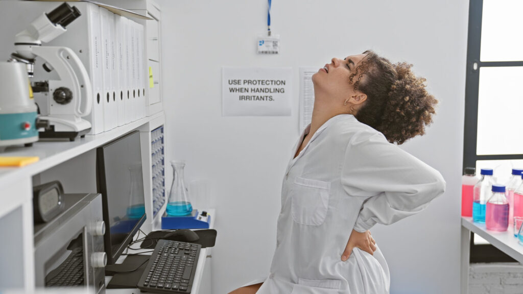 Ergonomic lab seating is key too preventing discomfort