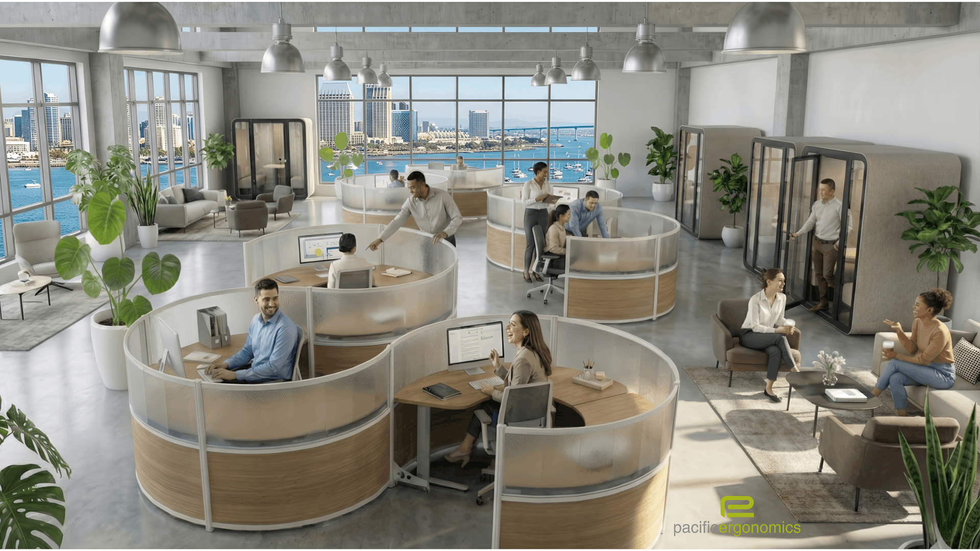 Modern office furniture- Can be seen at Pacific Ergonomics a San Diego office furniture dealer